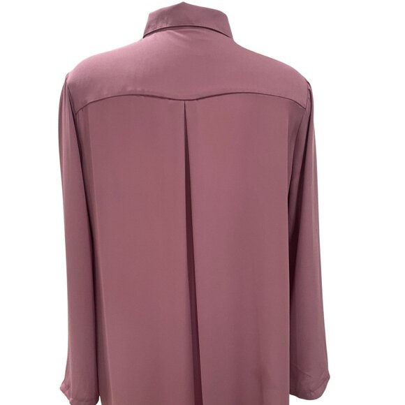 BKE Red Long Sleeve Button Down Tunic Shirt Oversized Blouse Rose Pink Large - Picture 9 of 9